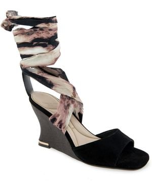 Kenneth Cole Fabia Ankle-wrap Wedge Sandals - Black