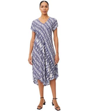 Masai Manebili Silky Drape V-neck Dress - Blue