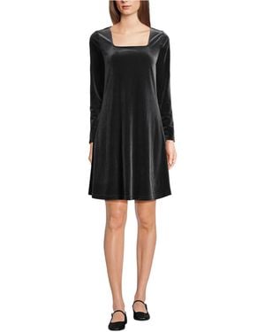 Lands' End Knit Velvet Square Neck Dress - Black