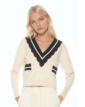 Alexia Admor Arden Deep V Contrast Trim Cardigan - Natural