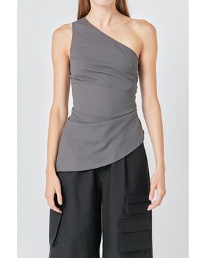 Grey Lab One Shoulder Ruched Top - Blue