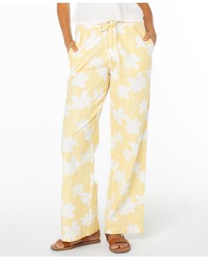 Roxy Mavericks Pinstripe Relaxed-fit Trouser Pants - Yellow