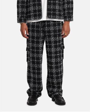 Xxiii Boucle Tweed Plaid Cargo Pants - Black