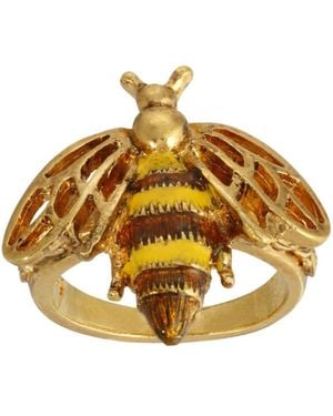 2028 Enamel Yellow And Brown Bee Ring Size 9 - Metallic