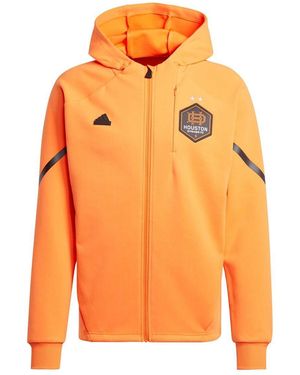adidas Houston Dynamo Fc 2024 Anthem Travel Raglan Sleeve Full-zip Jacket - Orange