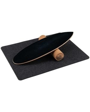 COSTWAY Wooden Balance Board Sneaker Wobble Roller For Exercise Sports Training Equipment - Black