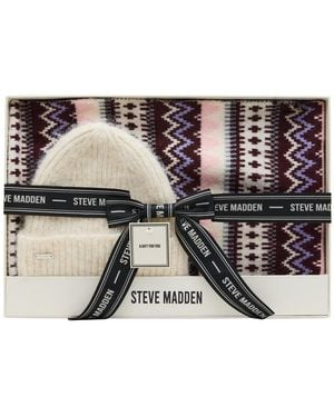Steve Madden Fair Isle Beanie And Scarf Set - Metallic