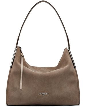Karl Lagerfeld Valerie Suede Hobo - Brown