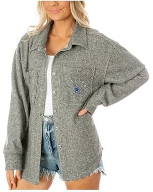 Gameday Couture Dallas Cowboys Oversized Long Pass Button-up Shacket - Gray