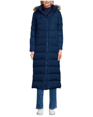 Lands' End Max 600 Down Long Maxi Coat - Blue