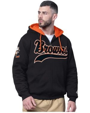 Starter Cleveland Browns Big Shot Throwback Full-zip Double Hooded Jacket - Black