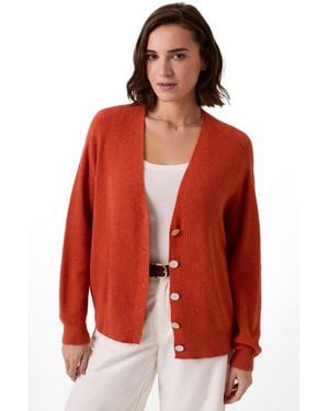 Celtic & Co. Slouchy Ribbed V-neck Cardigan - Red