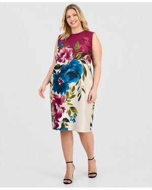 Anne Klein Plus-size Printed Scuba Sheath Dress - Multicolor