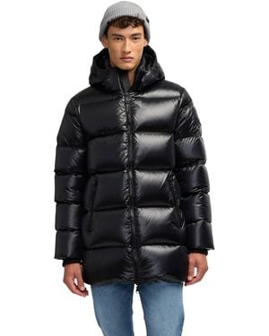 Pajar Dechen Long Channel Quilted Puffer With Detachable Hood - Black