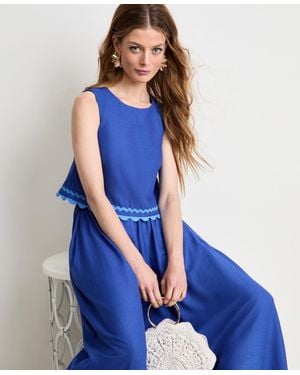 On 34th Ric Rac Applique Skirt - Blue