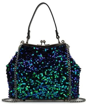 Patricia Nash Laureana Payettes And Velvet Frame Shoulder Bag - Blue