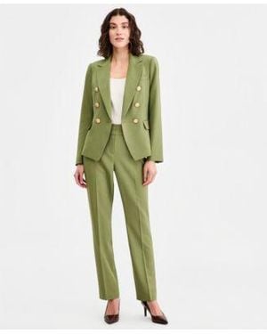 Tahari Double Breasted Blazer Flare Pants - Green