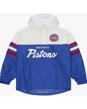 Mitchell & Ness Detroit Pistons Head Coach Lightweight Anorak Quarter-zip Windbreaker - Blue