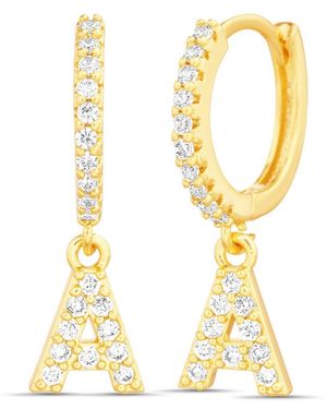 Kensie Gold-tone Letter Dangle huggie Hoop Earring - Metallic