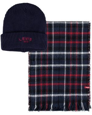 Levi's 2-piece Beanie And Scarf Set - Blue