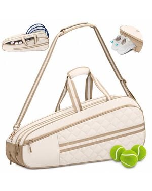Peneyon Quilted Tennis Bag Holds 3 To 6 Rackets Insulated Wet Pocket Adjustable Strap - Metallic