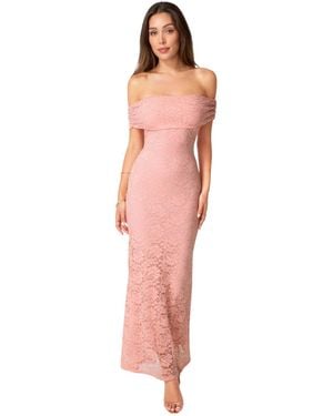 Bebe Off-the-shoulder Lace Maxi Dress - White