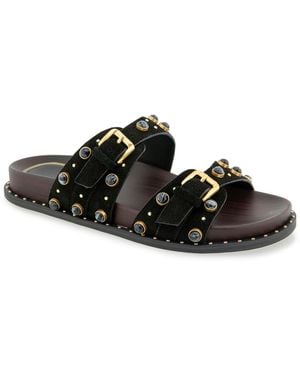Kenneth Cole Deardra Footbed Flat Sandals - Black
