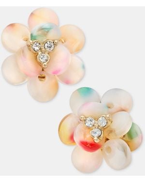 Lonna & Lilly Gold-tone Mixed Color Flower Stud Earrings - White