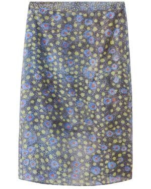 Mango Floral-print Midi Overlay Skirt - Blue