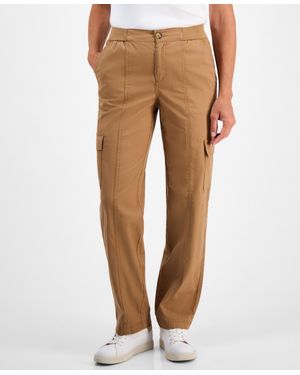Style & Co. Petite Knit-waist Cargo-pocket Utility Pants - Natural
