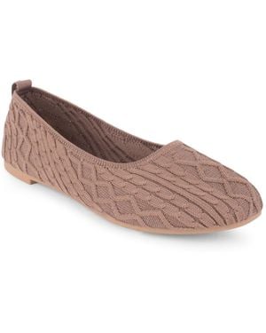 Tahari Cannes Cableknit Slip-on Flats - Brown