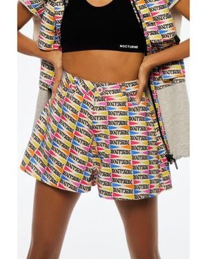 Nocturne Zipper Detailed Patterned Mini Shorts - Black