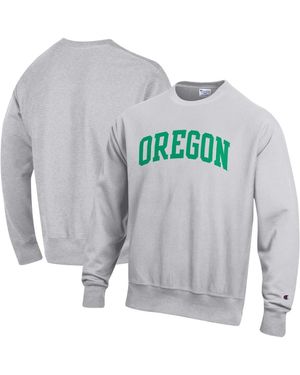 Champion Oregon Ducks Reverse Weave Fleece Crewneck Relaxed-fit Sweatshirt - Gray