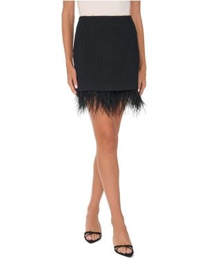 Cece Feather-trim Mini Skirt - Black