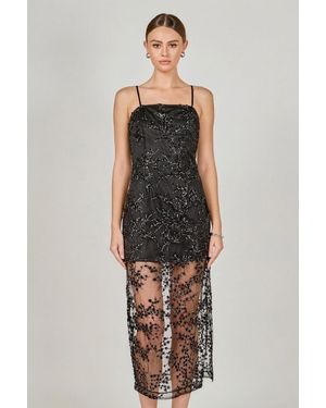 Endless Rose Sequins Embroidered Cocktail Dress - Black