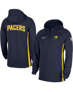 Nike Indiana Pacers Authentic On Court Zone Quarter-zip Dri-fit Hoodie Jacket - Blue