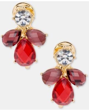 Anne Klein Crystal Cluster Clip-on Earrings - Red