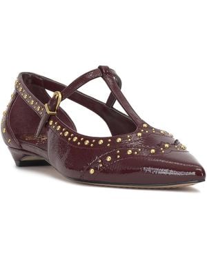 Vince Camuto Valkie Studded T-strap Micro-heel Mary-jane Flats - Brown