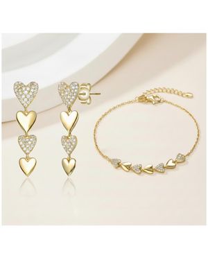Genevive Jewelry Plated Heart Jewelry Set - White