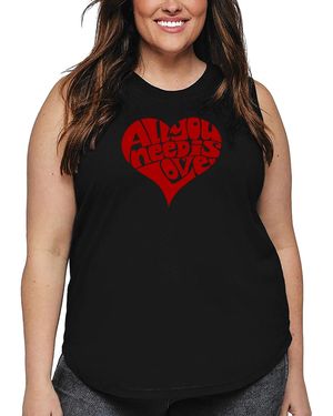 LA Pop Art Plus Size All You Need Is Love Word Art Tank Top - Red