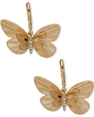 Lonna & Lilly Gold-tone Pave Butterfly Drop Earrings - White