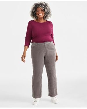 Style & Co. Plus Size High-rise Straight-leg Corduroy Pants - Red