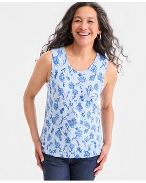 Style & Co. Printed Sleeveless Sweater Tank - Blue