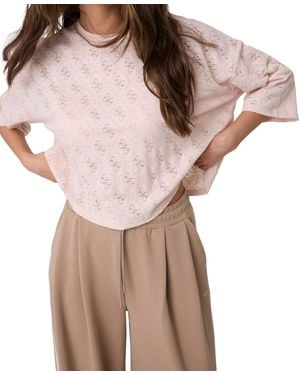 Guess 4g Rhombus Jacquard Crewneck Short-sleeve Knit T-shirt - Brown