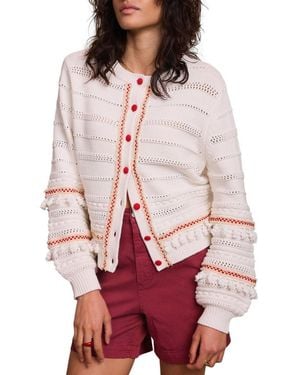 Mint Velvet Cotton Blend Tassel Cardigan - Red