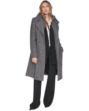 DKNY Wool Belted Wrap Coat - Gray
