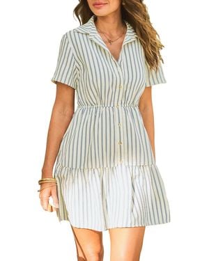 CUPSHE Park Vip Striped Mini Beach Dress - White