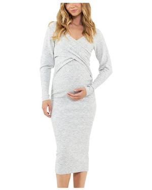 Ripe Maternity Maternity Heidi Nursing Knit Dress - White