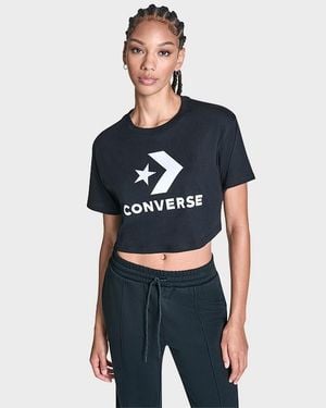 Converse Star Chevron Cropped T-shirt - Black