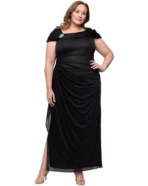 Alex Evenings Plus Size A-line Ruched Ball Gown - Black